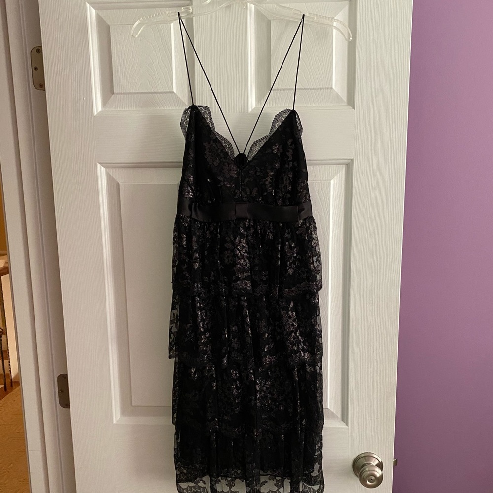 Black Ruffle Lace Dress
